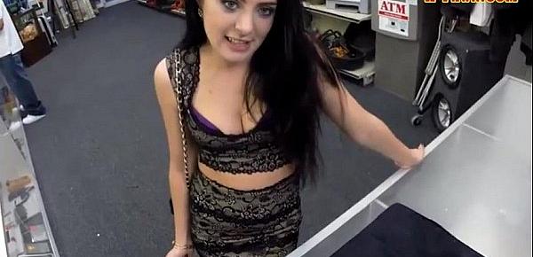  Hot amateur slut try to sell her ring and fucked by pawn guy